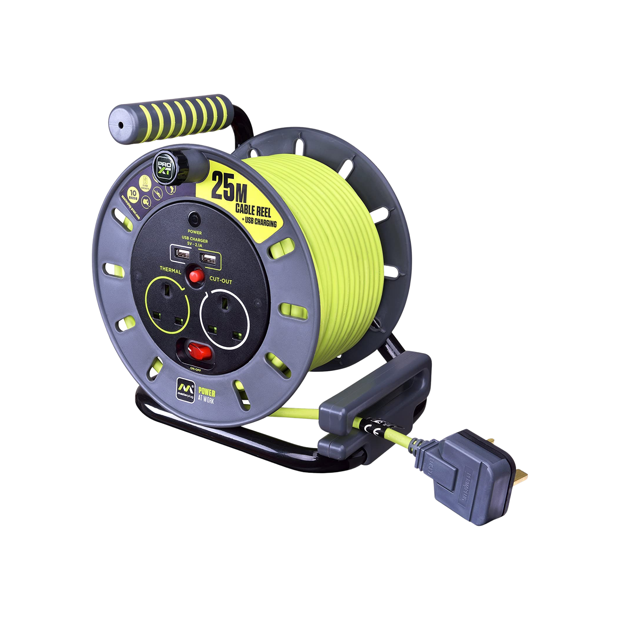 Masterplug OMU25132USL-PX Pro-XT Four Socket Open Cable Reel Extension Lead
